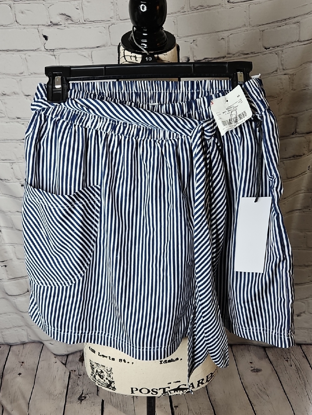 Deja Bleu Cotton Blend Faux Wrap Blue/White Striped Skort NWT Sz Large (Junior)